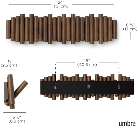 Umbra Picket Coat Rack, Wall Mount 8 Flip-Down Coat Hooks - Image 3