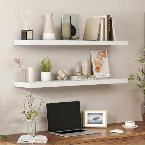 Heimlove Floating Shelves 39.4" W x 9.3" D White Set of 2 - Image 2