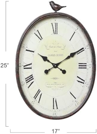 Creative Co-Op Oval Metal Wall Clock - Image 2