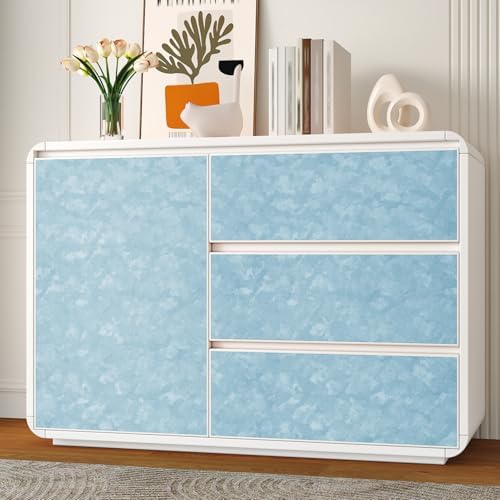 Flower Velvet Drawer Liner Baby Blue Velvet Fabric Wallpaper Soft Blue Felt - Image 3