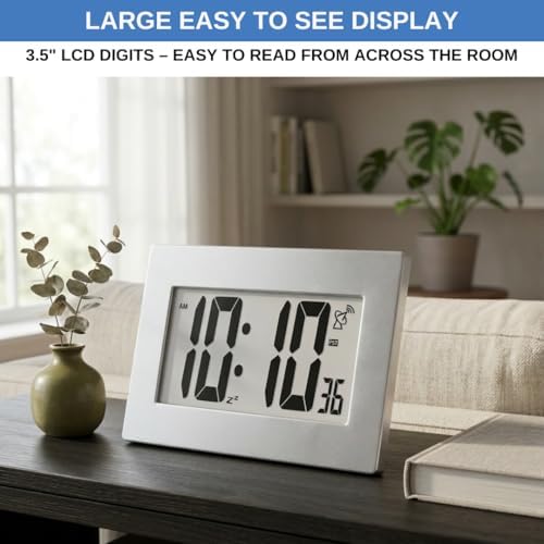 Atomic Digital Wall Clock Large Display Battery Operated | Large Number Digital - Image 2