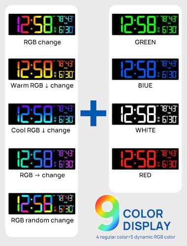 RGB Large Digital Wall Clock, 15.7" Digital Clock Large Display - Image 4