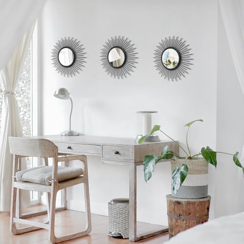 3 Set Sunburst Round Mirrors for Wall Decor Bedroom Bathroom - Image 5