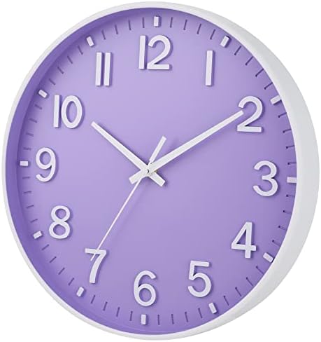 HZDHCLH 12 Inch Silent Wall Clock Battery Operated Non Ticking Purple - Image 3