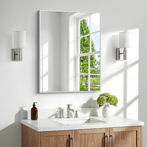 BONEWEI Silver Bathroom Mirror, 24x30 inch Wall Mirror by BONEWEI