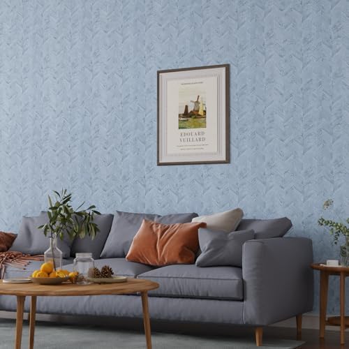 VaryPaper 15.7''x78.7'' Light Blue Grasscloth Peel and Stick Wallpaper - Image 3