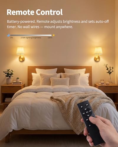 PUSU Motion Sensor Gold H9.6 inch Wall Sconces Set of 2, Small Wall Lamps - Image 3