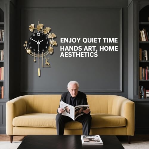 SIN&MI Large Wall Clocks for Living Room, Metal Wall Art Decoration, Silent Non - Image 6
