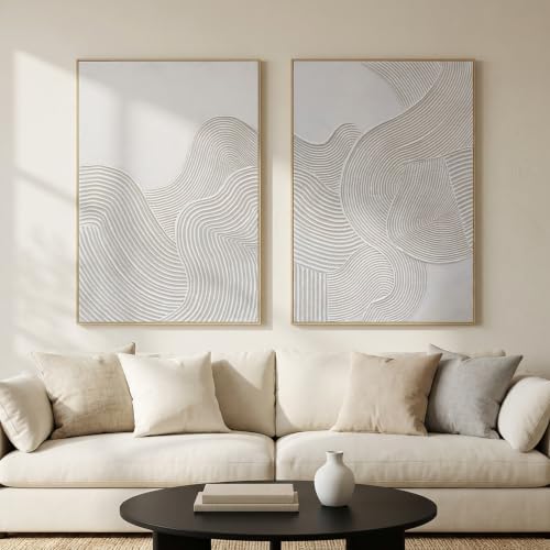 Zessonic Neutral Abstract 3D Textured Hand-Painted Thick Wall Art - Image 2