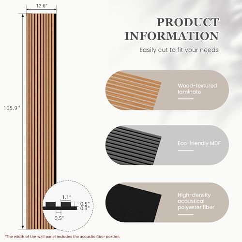4 Pack Acoustic Wood Wall Panels 105.9" x 12.6" x 0.8" - Image 3