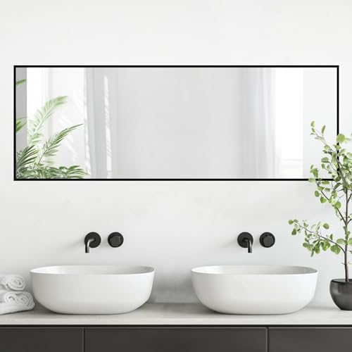 Sunniry 16x48 inch Black Wall Mirror, Matte Metal Frame - Image 4