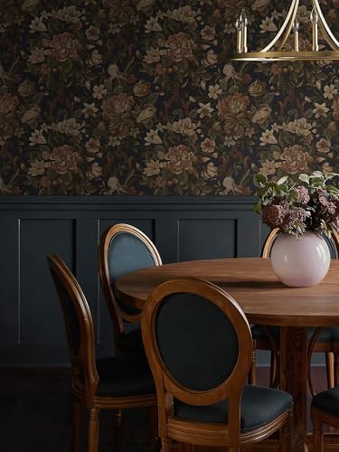 Dimoon Vintage Peel and Stick Wallpaper Dark Blue Floral Contact Paper - Image 2