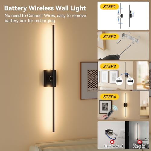 Battery Operated Wall Sconces Set of 2, Remote Control - Image 4