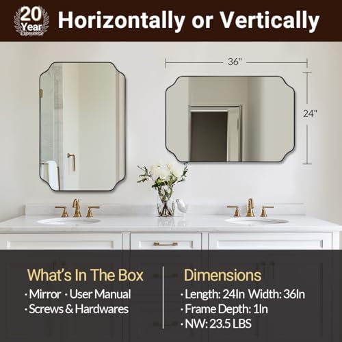 ANDY STAR Bathroom Vanity Mirror, 24x36 Inch Matte Black Mirror, Modern - Image 2