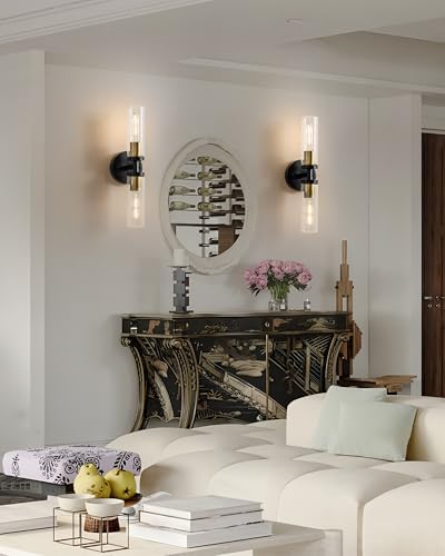 KSRYSZCQ Wall Sconces Set of Two Black and Gold Bathroom Wall Sconce - Image 6