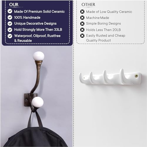 Indian Shelf 6 Piece White Double Wall Hooks - Image 4