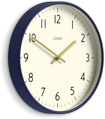 JONES CLOCKS® Studio Clock | Modern Round wall Clock | 12" | Navy Blue by JONESCLOCKS