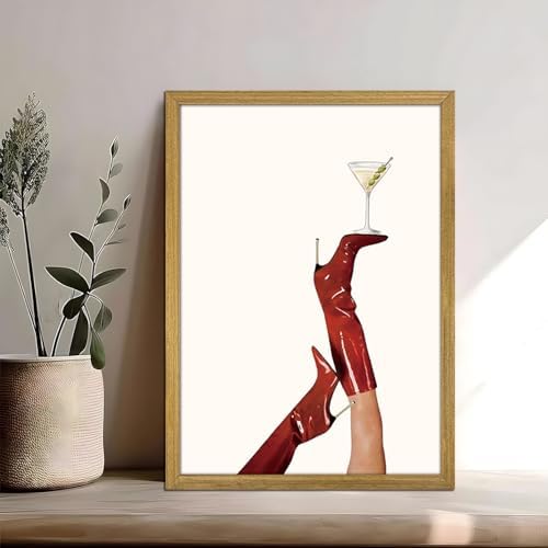 Wood Framed Funky Martini Posters Wall Art Set of 3, Vintage Preppy Aesthetic - Image 5