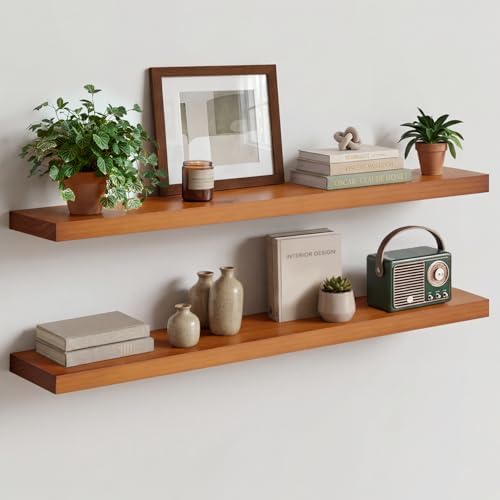 Homeforia 42 Inch Floating Shelves, High-End Solid Pine Wood by Homeforia