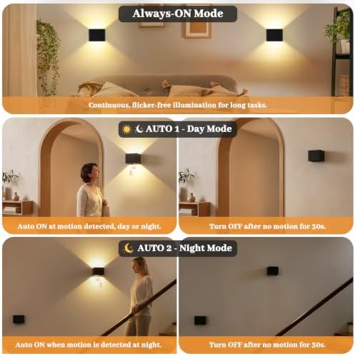 Yochoice Rechargeable Motion Sensor Wall Light, Battery Powered Wall Sconce - Image 2