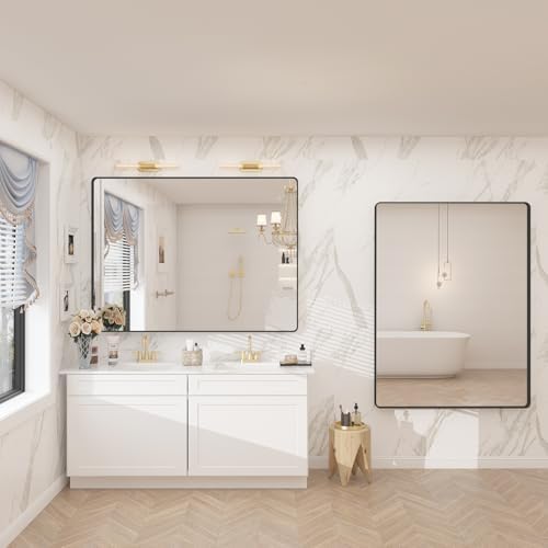 55x40 Inch Black Metal Framed Bathroom Mirror - Image 5