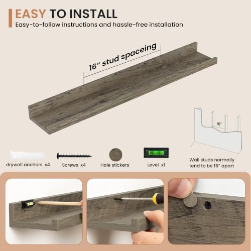 Dreamland Picture Ledge Shelf for Wall, Floating Shelves Set of 2, 30 inch Long - Image 4