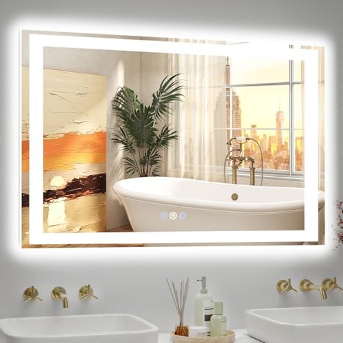 40x32 LED Bathroom Mirror, Separate Front and Back Lights by GreatMirrorTalksItself