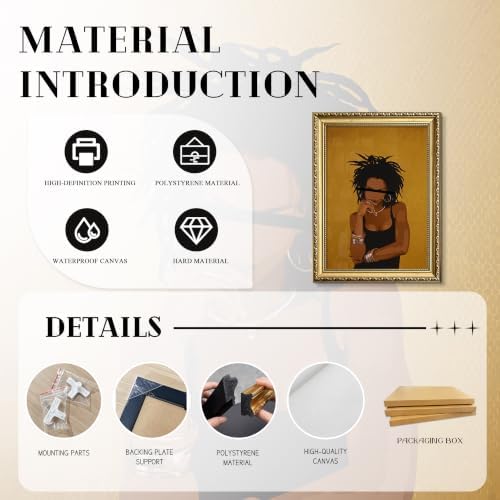 Gold Framed Black Woman Wall Art, Stylish Woman Portrait Print - Image 5