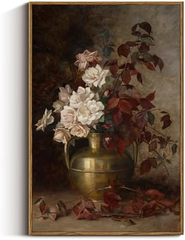 VIYYIEA Vintage Floral Large Framed Wall Art, Rose Bouquet Flower Paintings by VIYYIEAART