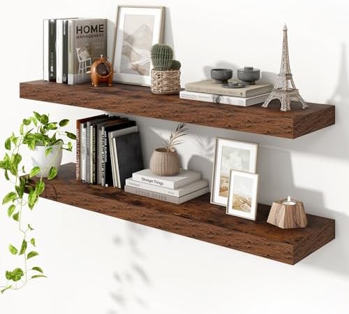 Heimlove Floating Shelves 47.2" W x 10.3" D Rustic Brown Set of 2 by Heimlove