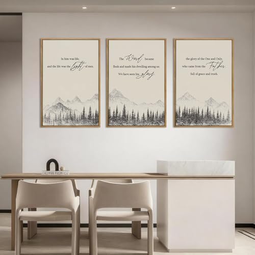 IARTTOP Large Christian Easter Framed Wall Art 16x24 Inch Neutral Mountain - Image 2