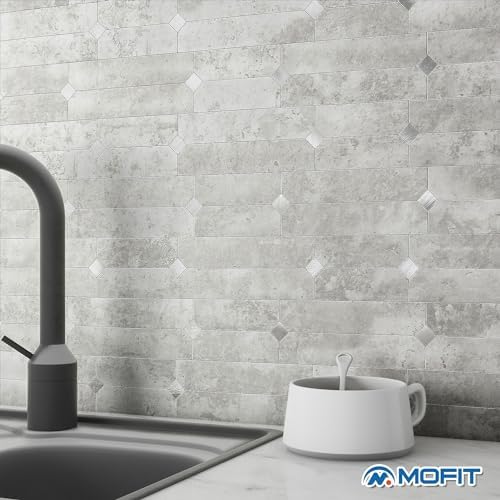 Stone Kitchen Wall Tiles Peel Stick Backsplash Cement Gray 10pcs - Image 4