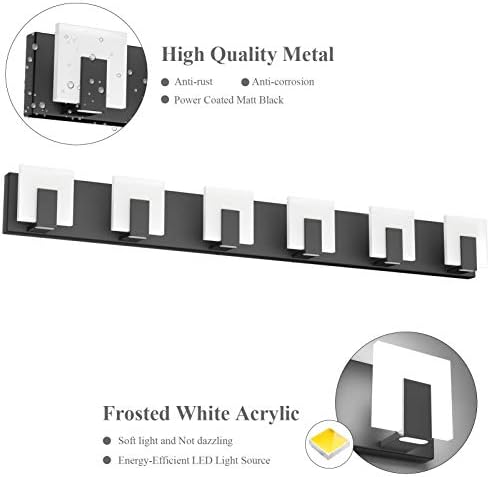 Aipsun 6 Lights Modern Black Vanity Light Up and Down Black LED Vanity Light - Image 5