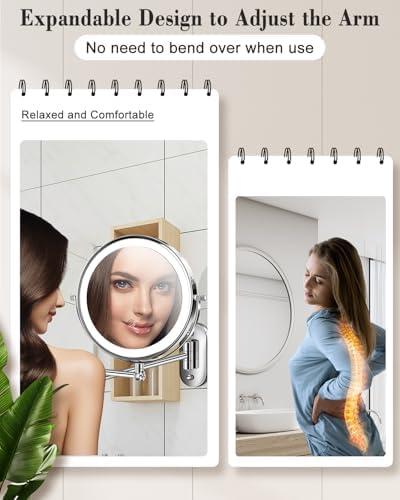 20X 9" Wall Mounted Magnifying Makeup Mirror - Image 5