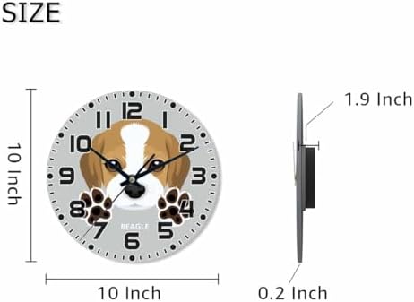 Dog Wall Clock 10 inch Round Dog Paw Silent Non Ticking Wood Wall Clocks - Image 2