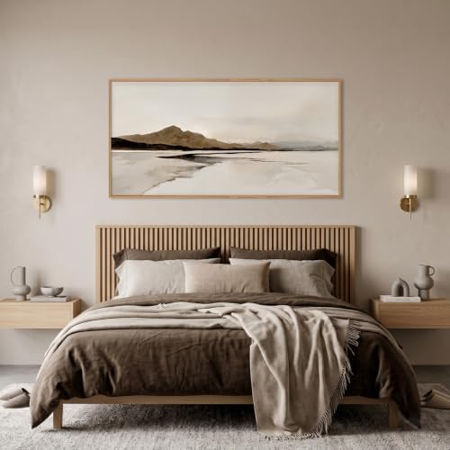 Large Netural Abstract Mountain Framed Canvas Wall Art Set -20"X40" - Image 4