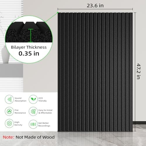 5 Pack Sound Proof Foam Panels for Walls 47.2"x23.6" Large Acoustic Panels - Image 2