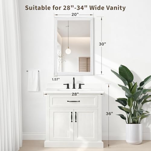 White Wood Effect Framed Wall Mirror, 20x30 Rectangle Mirror - Image 2
