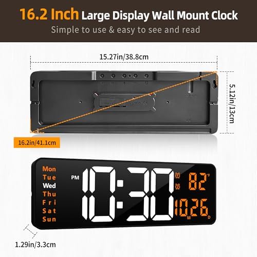 LEIKE 16.2" Digital Wall Clock – RGB, Dual Alarm, Auto-Brightness - Image 3