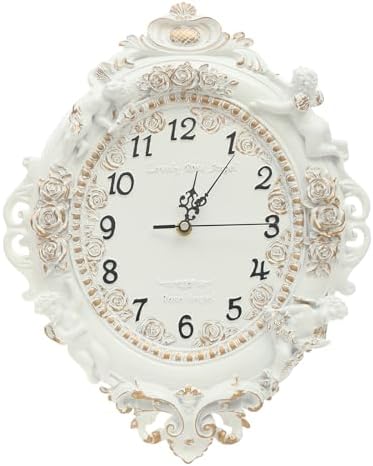Decorative Wall Clock, European Style Off-White Ellipse Wall Clock by QUEMARQUE