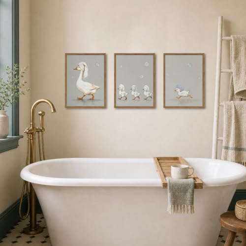 Cute Goose Bathroom Wall Art Set of 3, Funny Duck Bath Wall Decor Painting - Image 6