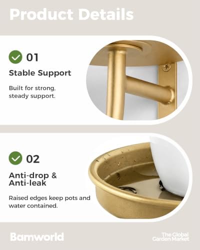 Bamworld Wall Planters for Indoor Plants Metal Wall Plant Holder U-Shaped - Image 3