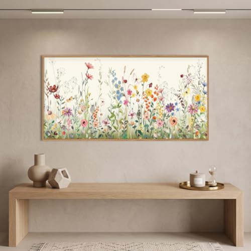 Aryroi Watercolor Colorful Wildflower Framed Canvas Wall Art Set- 40"x20"x1 - Image 2