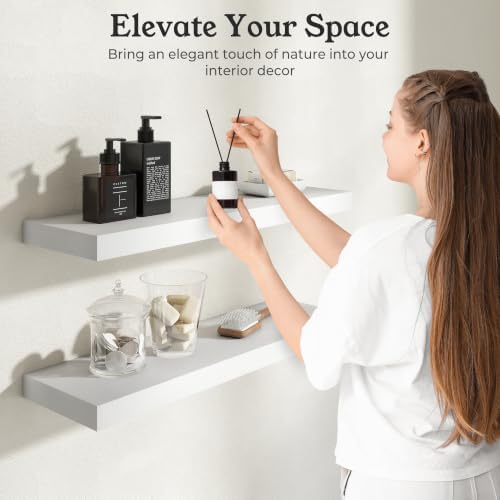36" White Floating Shelves Wood Wall Shelf - Image 3