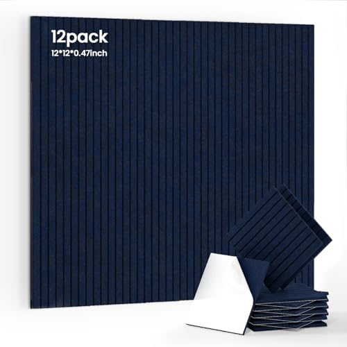 12 Pack Self-Adhesive Acoustic Wall Panels-Starry Blue by 100PolyesterAcousticPanel