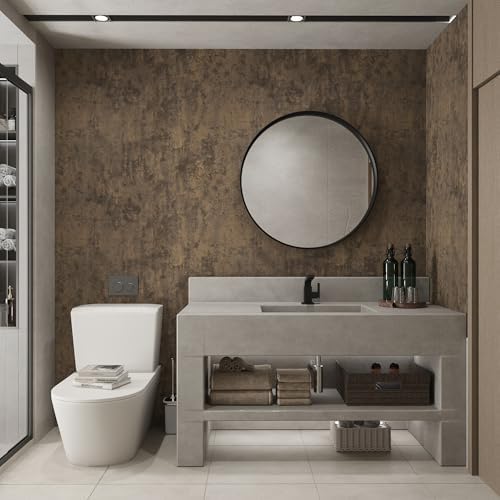 TOTIO 32x78inch Wide Concrete Wallpaper Peel and Stick Dark Brown Countertop - Image 6