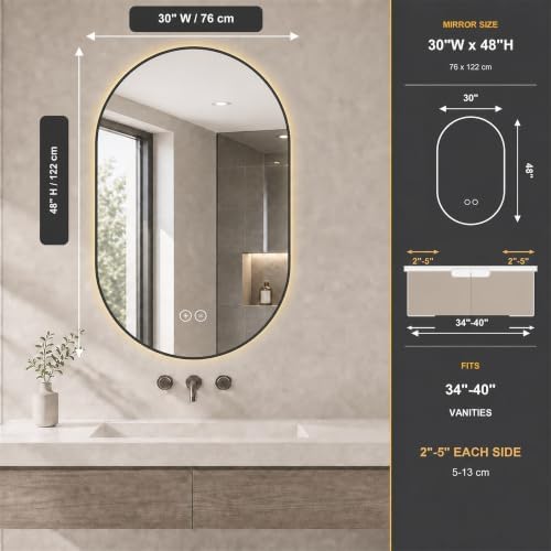 LAIYA 48X30 Inch Oval LED Bathroom Mirror - Image 2
