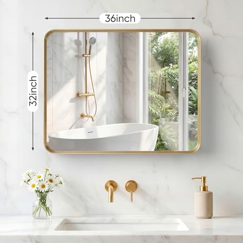 Sweetcrispy Bathroom Mirror 36x32 Inch, Vanity Mirror - Image 2