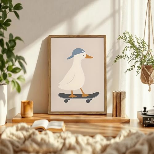 Cute Goose Wall Art Funny Silly Goose Skateboard Wall Decor Painting Whimsical - Image 2
