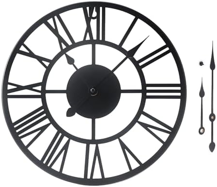 Metal Wall Clock Roman Numerals Battery Operated Decor Clock Silent Non-Ticking by BAKBRAND